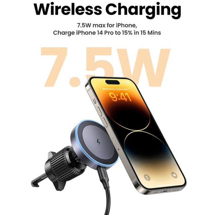 OEM - UGREEN 35029 15W Bil Magnetisk Trådlös Laddare för iPhone 16-12 Serien