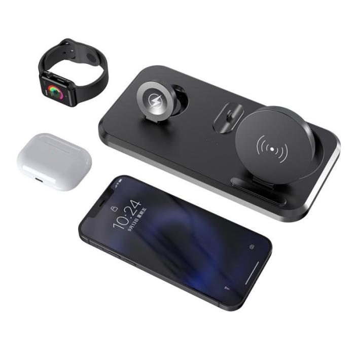 OEM - UV-06 3-i-1 15W Trådlös Laddare Qi Snabbladdningsställ Svart