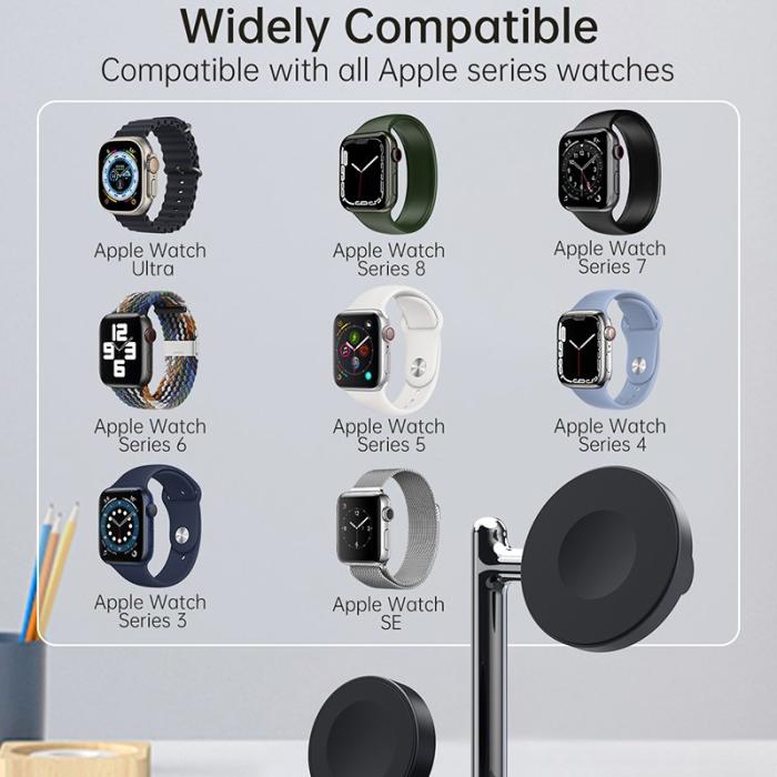 OEM - V19A 2-i-1 Magnetisk Trådlös Laddare för Apple Watch Ultra / Series 8-2