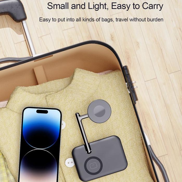 OEM - V8A Laddningsstation för Apple AirPods/Watch, 2-i-1 Magnetisk Fällbar - Svart