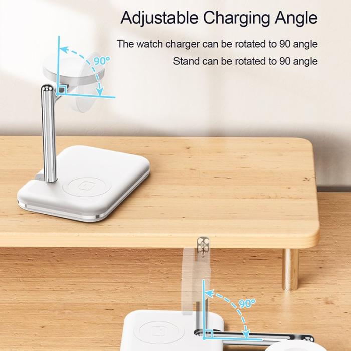OEM - V8A Laddningsstation för Apple AirPods/Watch, 2-i-1 Magnetisk Trådlös - Vit
