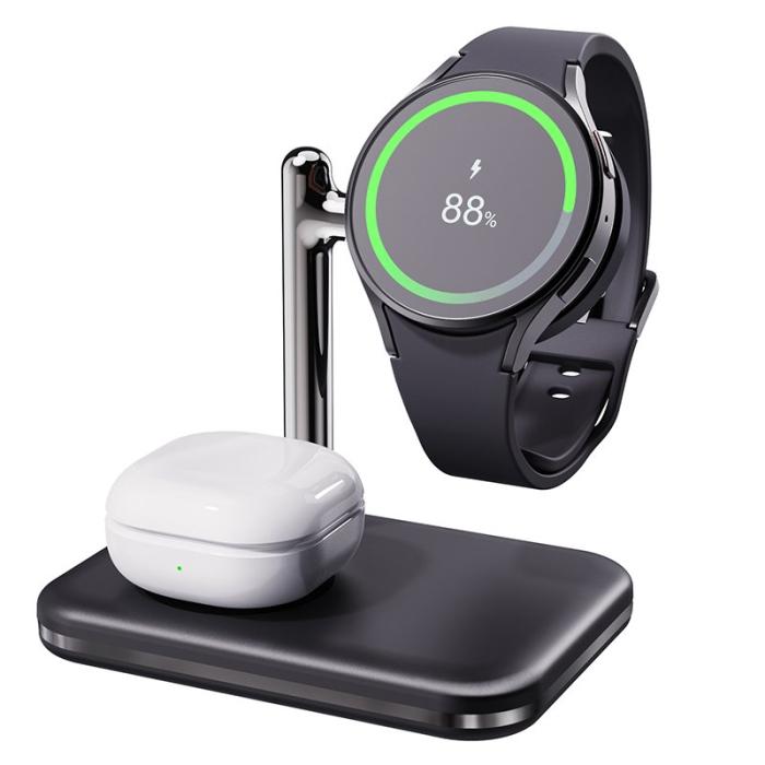 OEM - V8S Trådlös laddningsstation för Samsung Galaxy Buds/Watch, 2-i-1, svart