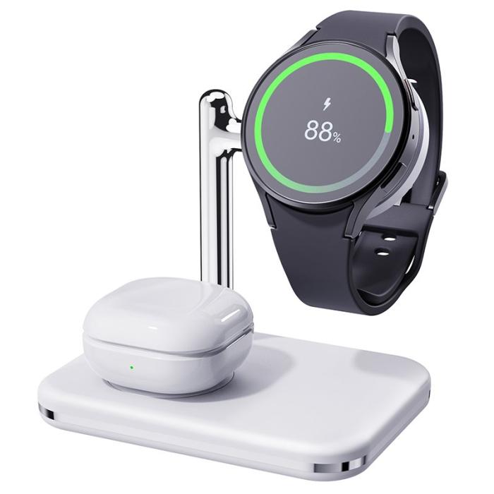 OEM - V8S Trådlös laddningsstation för Samsung Galaxy Buds/Watch - Vit