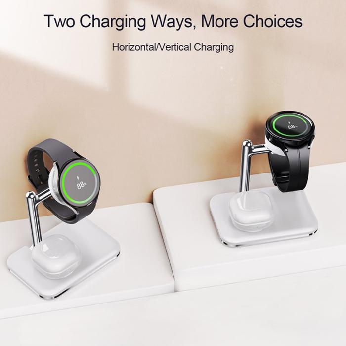 OEM - V8S Trådlös laddningsstation för Samsung Galaxy Buds/Watch - Vit