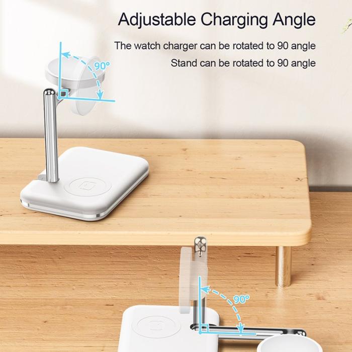 OEM - V8S Trådlös laddningsstation för Samsung Galaxy Buds/Watch - Vit