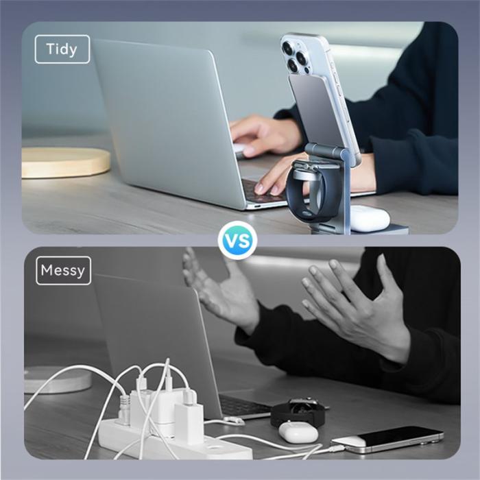 OEM - VENTION FGF Series 3-i-1 15W Snabbladdare för Mobil, Klocka, Hörlurar