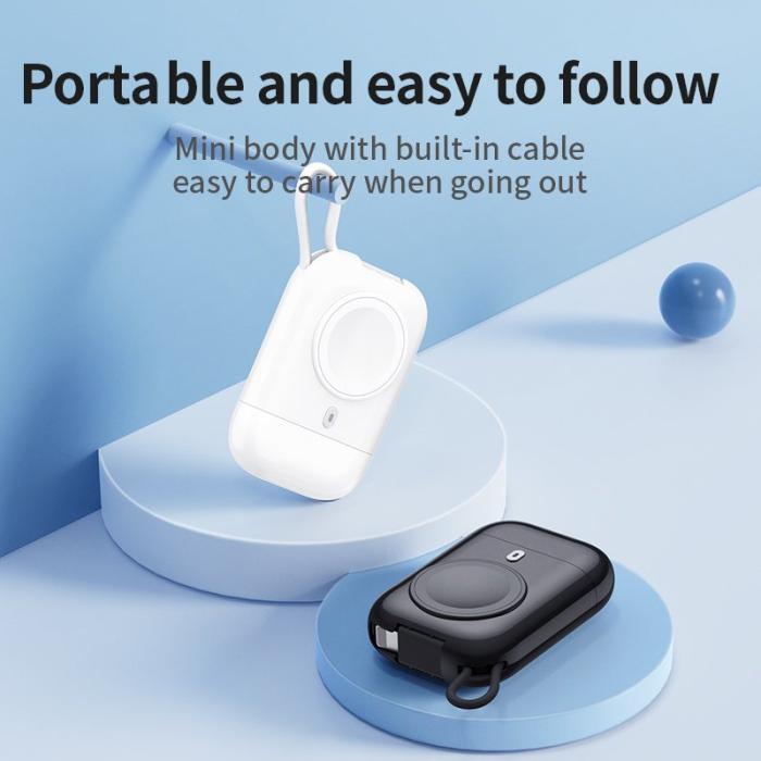 OEM - W01 Bärbar Trådlös Laddare för Apple Watch - Magnetisk - Svart