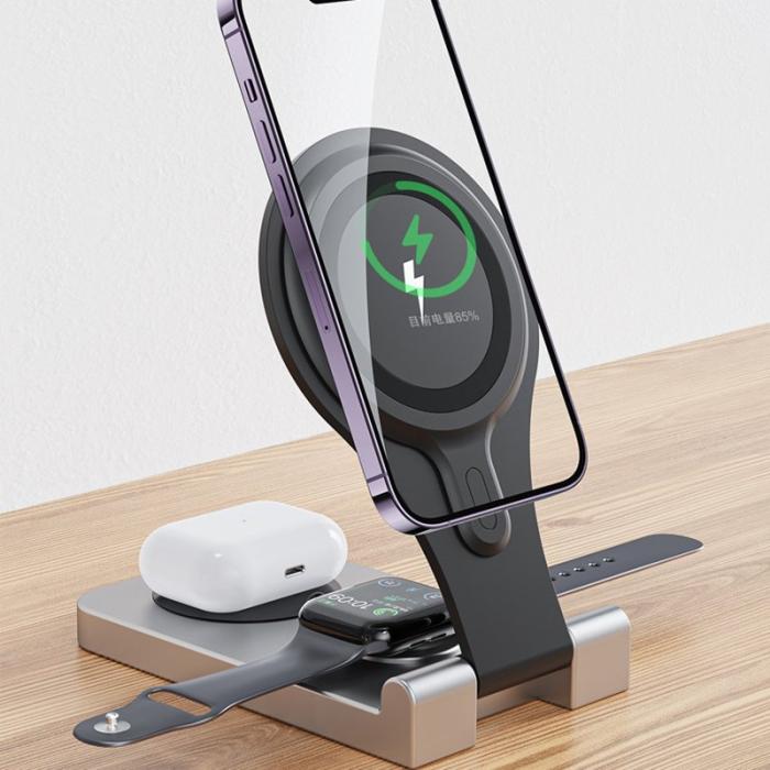 OEM - W13 3-i-1 Magnetisk Trådlös Laddare för iPhone, AirPods, iWatch