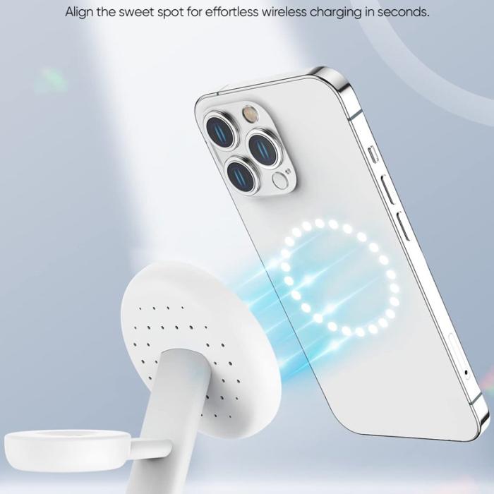 OEM - W309 3-i-1 15W Max Magnetisk Trådlös Laddare med Ambient Light