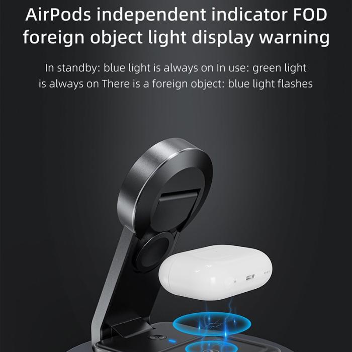 OEM - W79 15W Trådlös laddare för Apple 15 14 13 12 iWatch AirPods, CE-certifierad