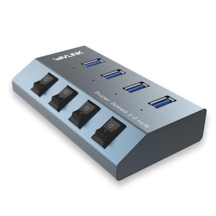 OEM - WAVLINK WL-UH3049 4 USB 3.0 Portar Snabbladdare Station EU Kontakt