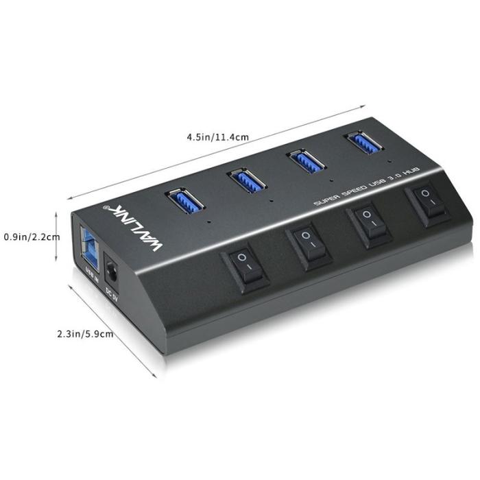 OEM - WAVLINK WL-UH3049 4 USB 3.0 Portar Snabbladdare Station EU Kontakt