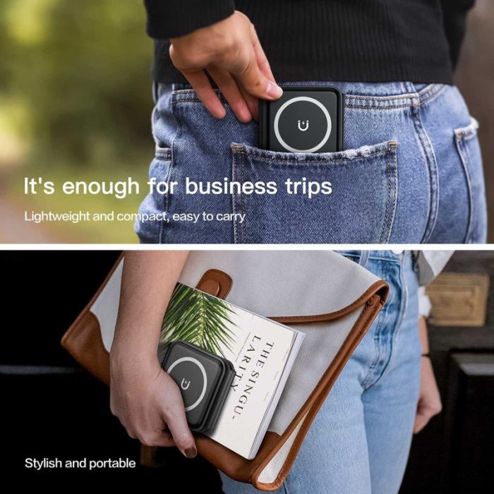 OEM - WC-07W 3-i-1 Magnetisk Trådlös Laddare Fällbar Laddningsdocka - Svart