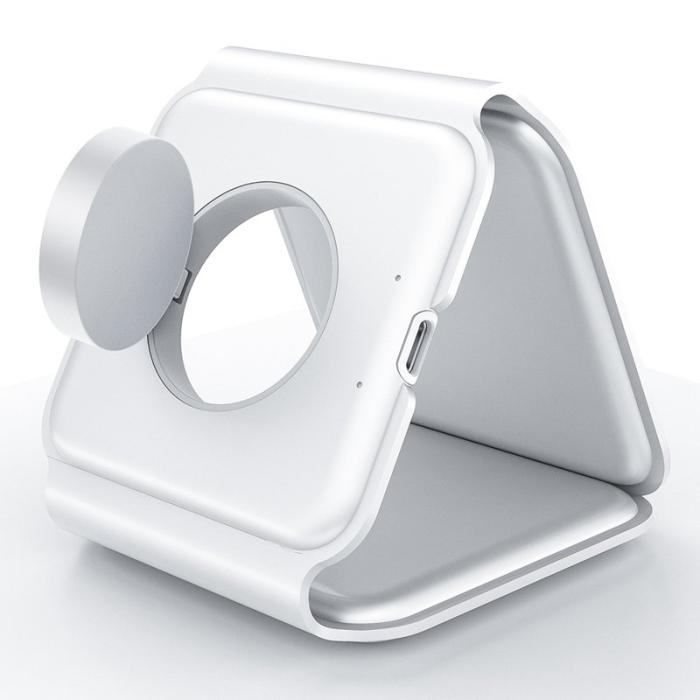 OEM - WC-07W 3-i-1 Magnetisk Trådlös Laddare Fällbar Laddningsdocka - Vit