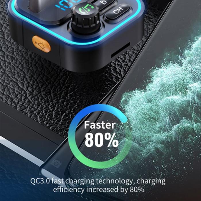 OEM - WEKOME WP-C52 Bluetooth MP3 PD 20W Snabbladdare för bil