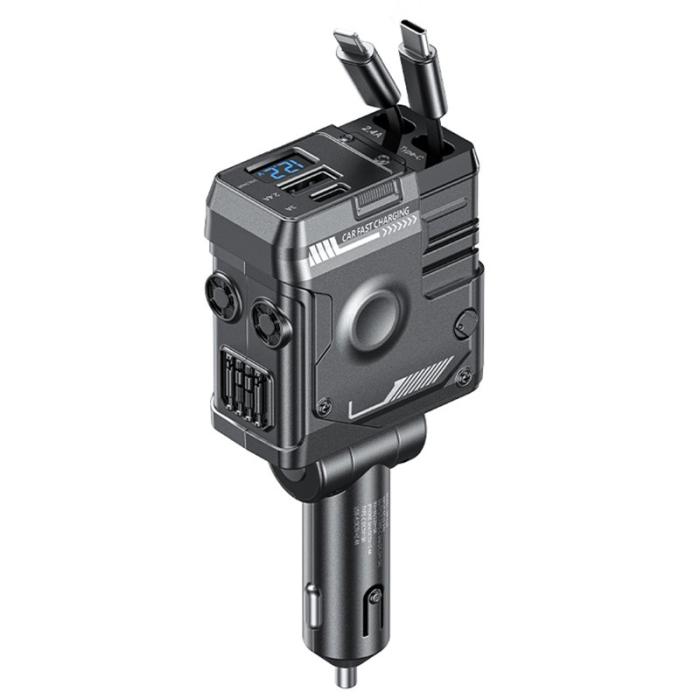 OEM - WEKOME WP-C59 Biladapter 75W Snabbladdning Multi-Port med kabel - Svart