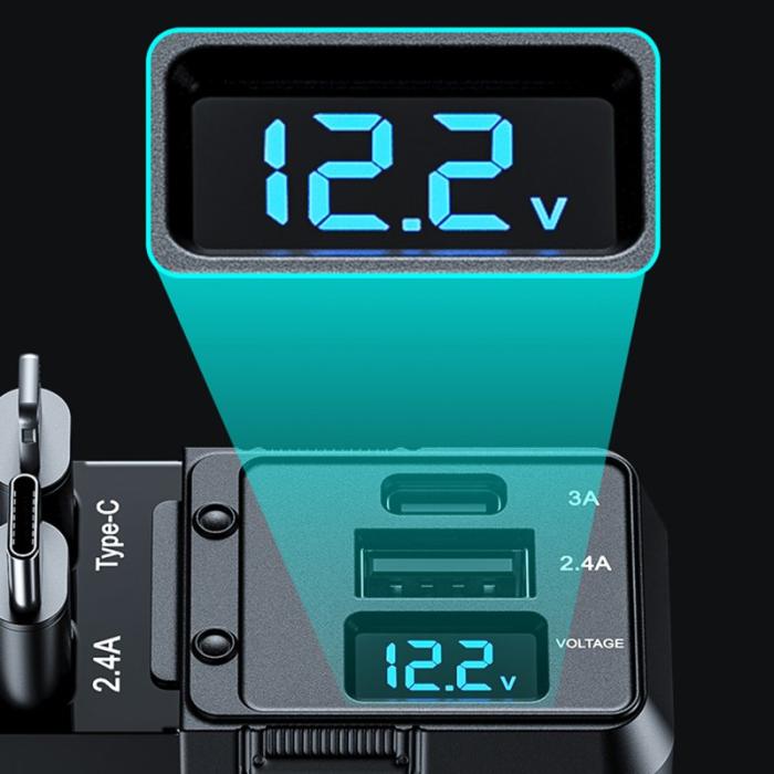 OEM - WEKOME WP-C59 Biladapter 75W Snabbladdning Multi-Port med kabel - Svart