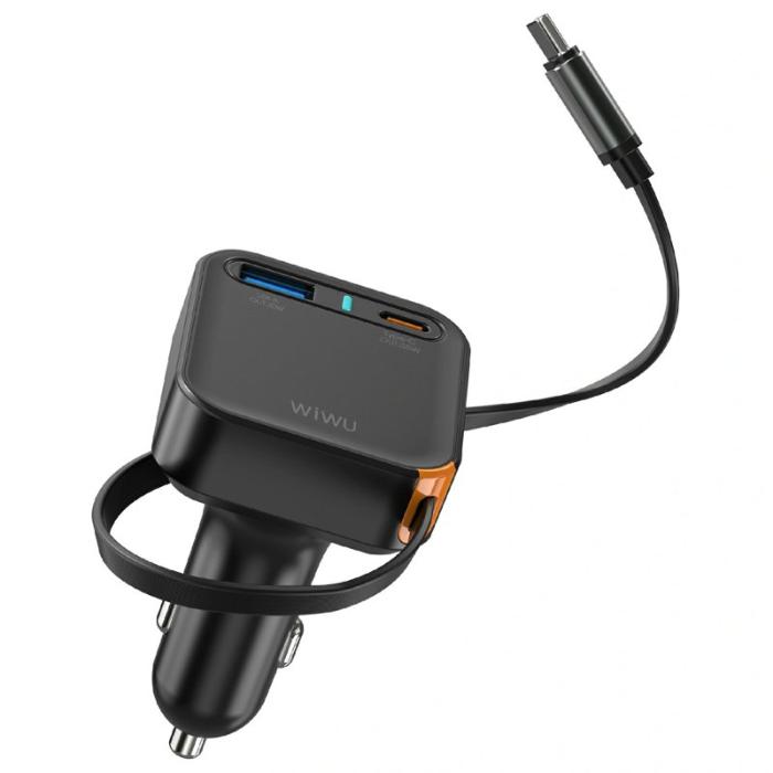 OEM - WIWU Wi-CC033 Helix USB A + Type C Biladapter 65W Snabbladdning med Kabel