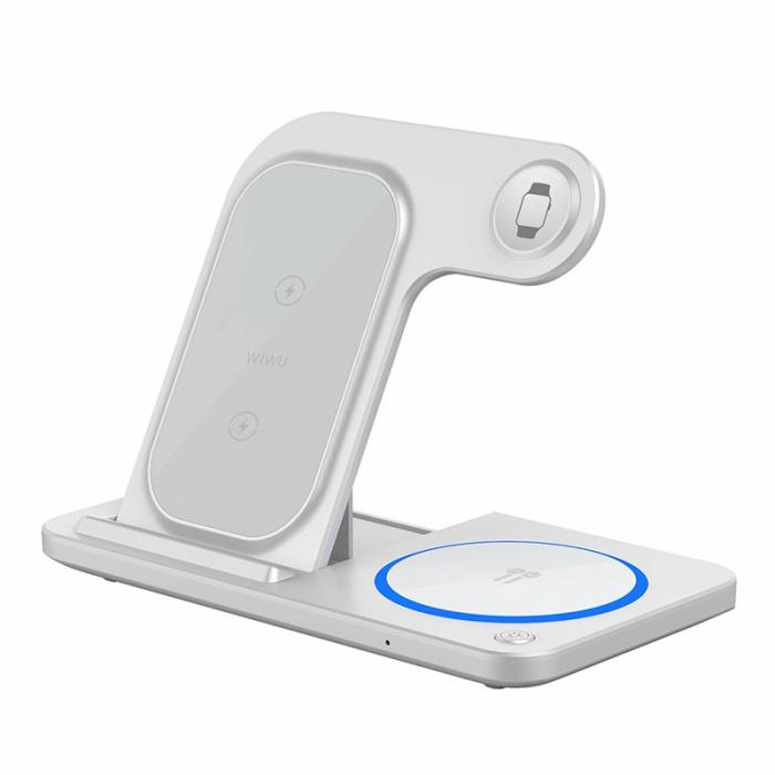 OEM - WIWU Wi-W020 Fällbar 3-i-1 15W Magnetisk Trådlös Laddare, Svart