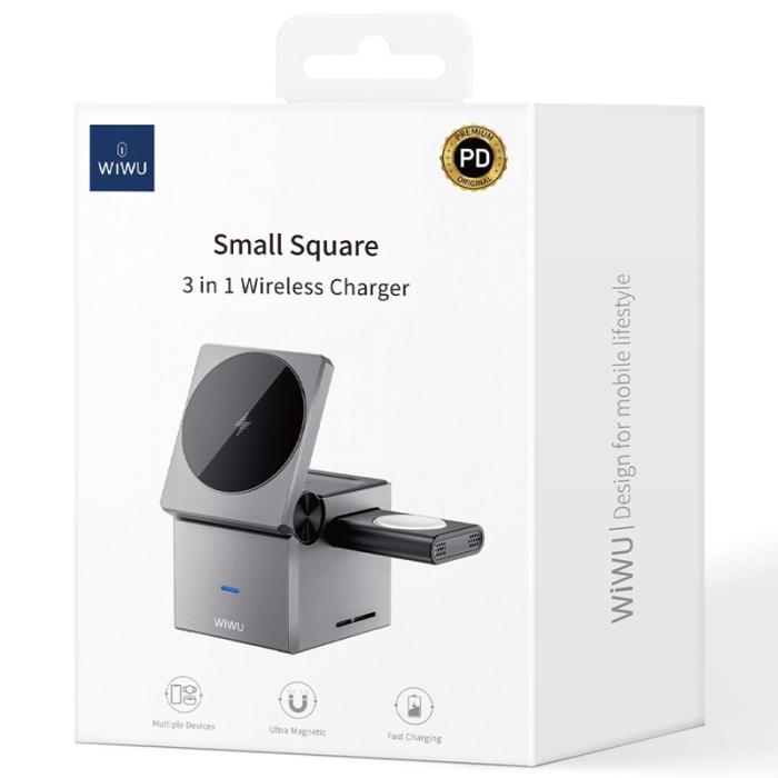 OEM - WIWU Wi-W030 3-i-1 trådlös laddningsställ för iPhone, Apple Watch, AirPods