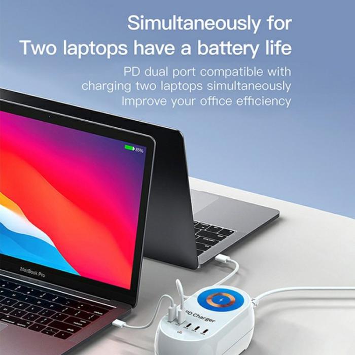 OEM - WLX-810C 140W GaN skrivbordsladdare med 5 PD-portar och 15W trådlös laddning