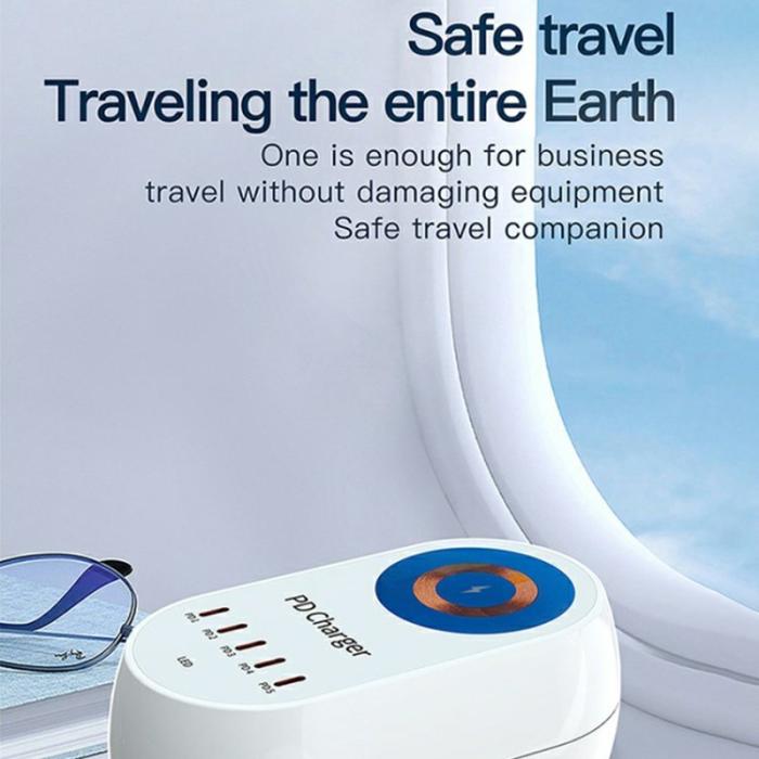 OEM - WLX-810C 140W GaN skrivbordsladdare med 5 PD-portar och 15W trådlös laddning