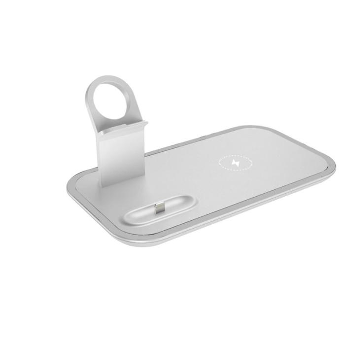 OEM - WS14 3-i-1 Trådlös Laddare Ställ Qi Snabbladdning för Apple Watch + AirPods