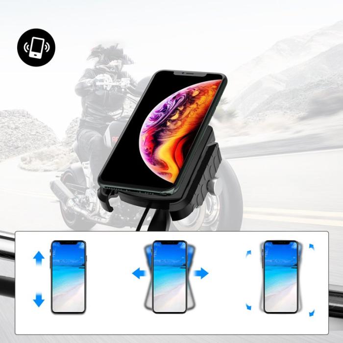 OEM - WUPP CSZH-19414A1 M9 Trådlös laddare med USB-port för styre, svart