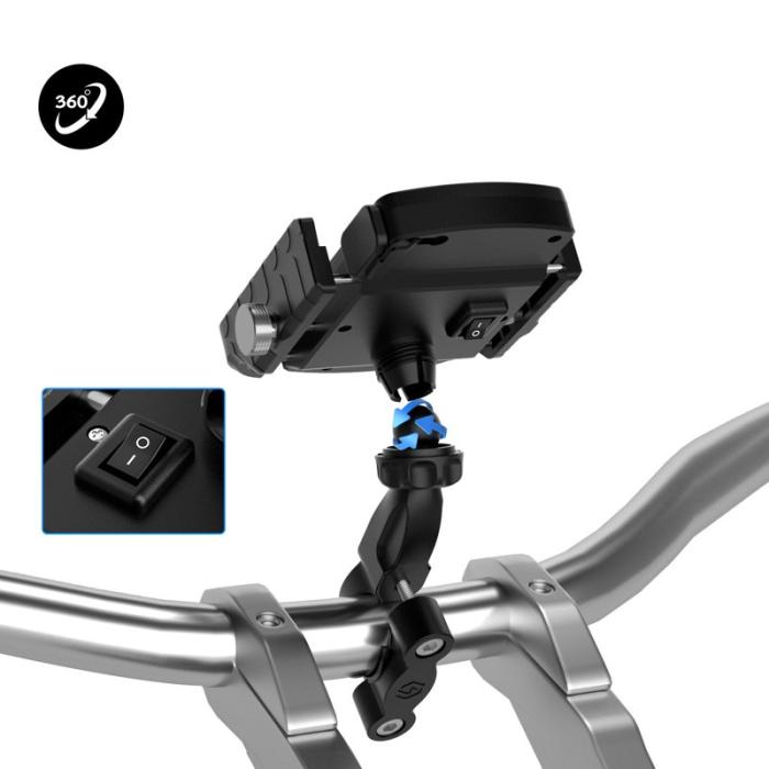 OEM - WUPP CSZH-19414A1 M9 Trådlös laddare med USB-port för styre, svart