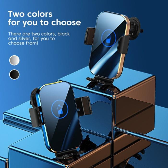 OEM - X10 15W Trådlös Snabbladdare Bilhållare för Mobil - Silver