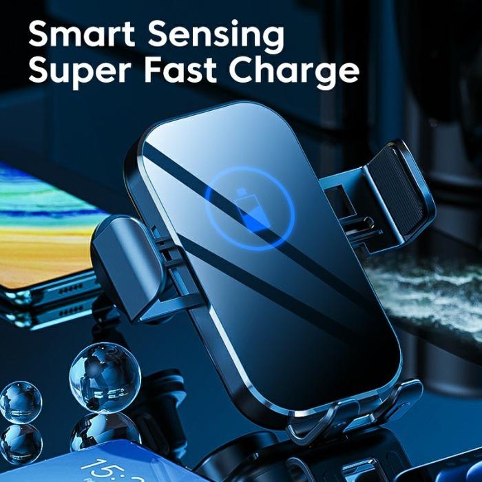 OEM - X10 15W Trådlös Snabbladdare för Bil med Telefonhållare - Svart