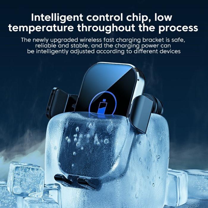 OEM - X10 15W Trådlös Snabbladdare för Bil med Telefonhållare - Svart