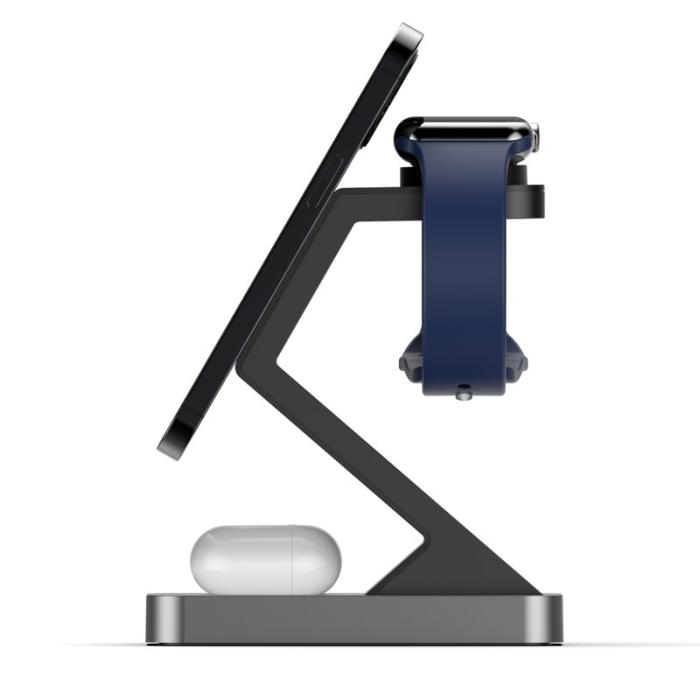 OEM - X3 15W Magnetisk Trådlös Laddare för iPhone/iWatch/AirPods - Svart