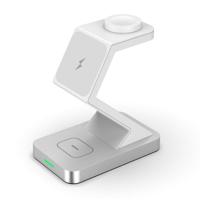 OEM - X3 15W Magnetisk Trådlös Laddare för iPhone/iWatch/AirPods - Vit