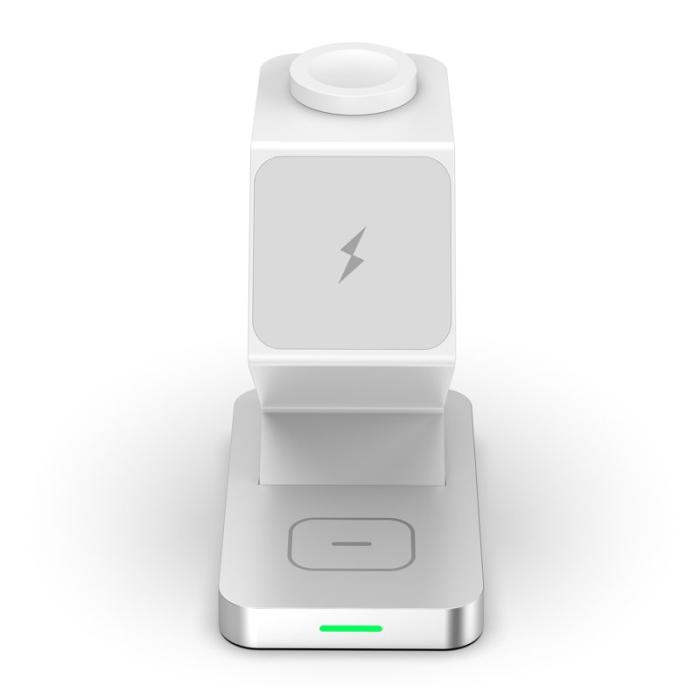 OEM - X3 15W Magnetisk Trådlös Laddare för iPhone/iWatch/AirPods - Vit