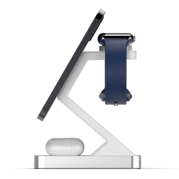 OEM - X3 15W Magnetisk Trådlös Laddare för iPhone/iWatch/AirPods - Vit