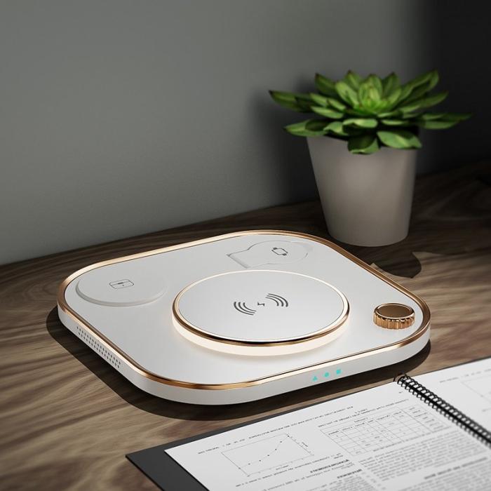 OEM - X3 15W Snabbladdare 3-i-1 Trådlös för Mobiltelefoner, Klockor, Hörlurar - Vit