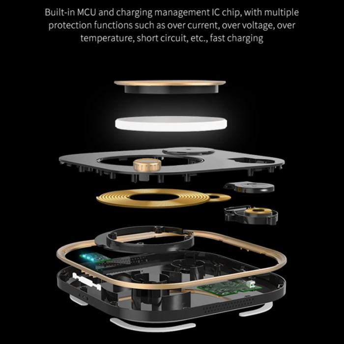 OEM - X3 15W Snabbladdare 3-i-1 Trådlös för Mobiltelefoner, Klockor, Hörlurar - Vit