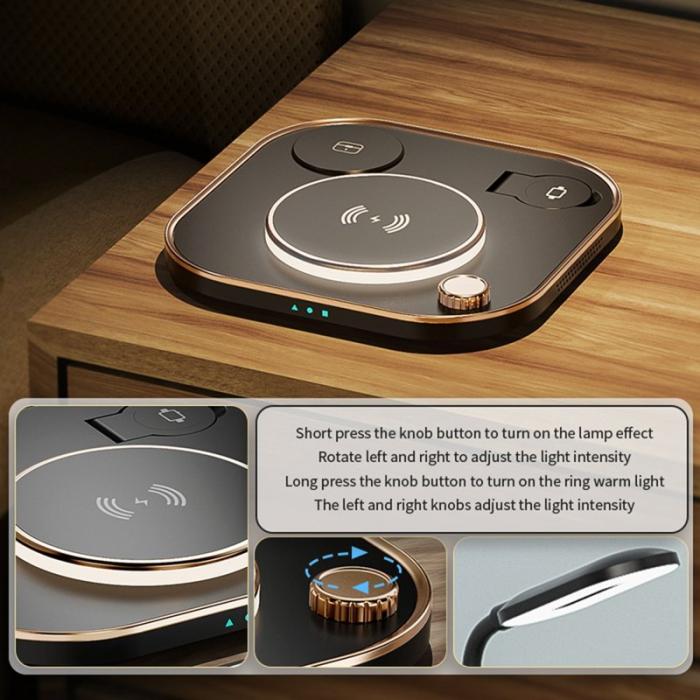 OEM - X3 15W Snabbladdare 3-i-1 Trådlös för Mobiltelefoner, Klockor, Hörlurar - Vit