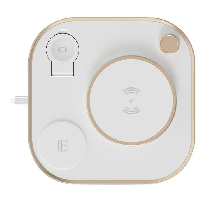 OEM - X3 Magnetisk Trådlös Laddare 15W 3-i-1 Snabbladdningsstation - Vit