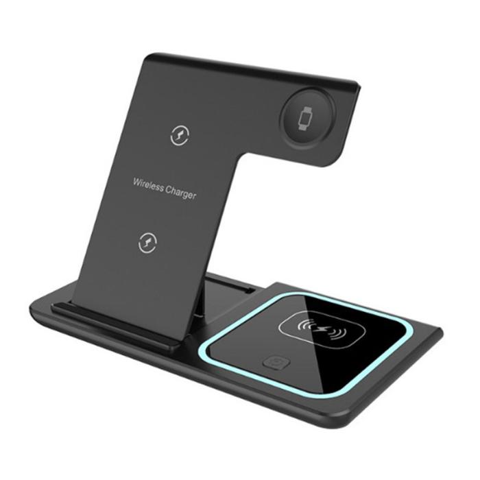 OEM - X455 Fällbar 3-i-1 15W Trådlös Laddare för iPhone Android iWatch AirPods