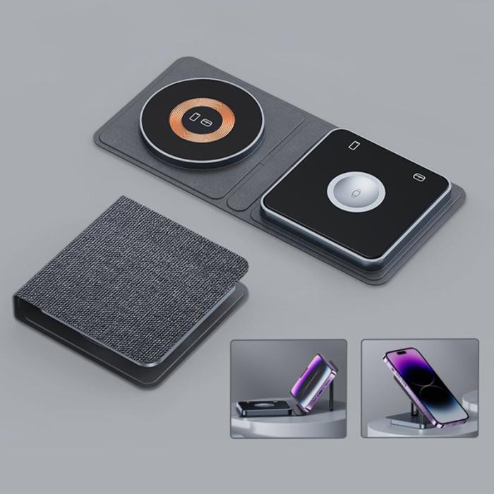 OEM - XH-X8C 3-i-1 15W Magnetisk Trådlös Laddare för Mobiltelefoner, Akryl