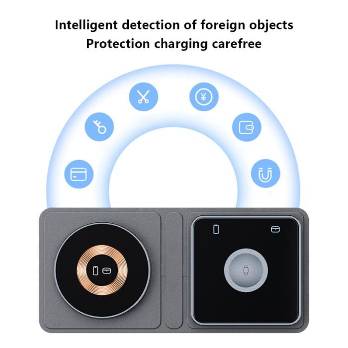 OEM - XH-X8C 3-i-1 15W Magnetisk Trådlös Laddare för Mobiltelefoner, Akryl