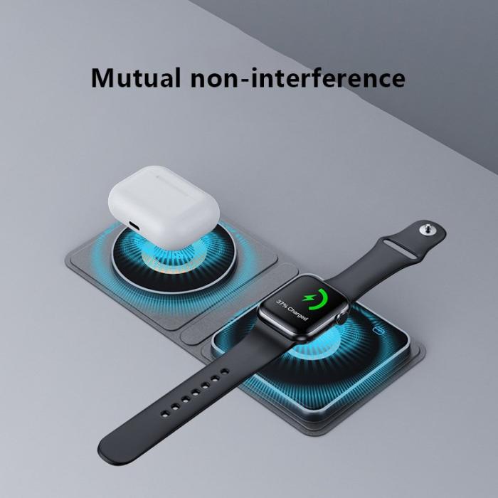 OEM - XH-X8C 3-i-1 15W Magnetisk Trådlös Laddare för Mobiltelefoner, Akryl