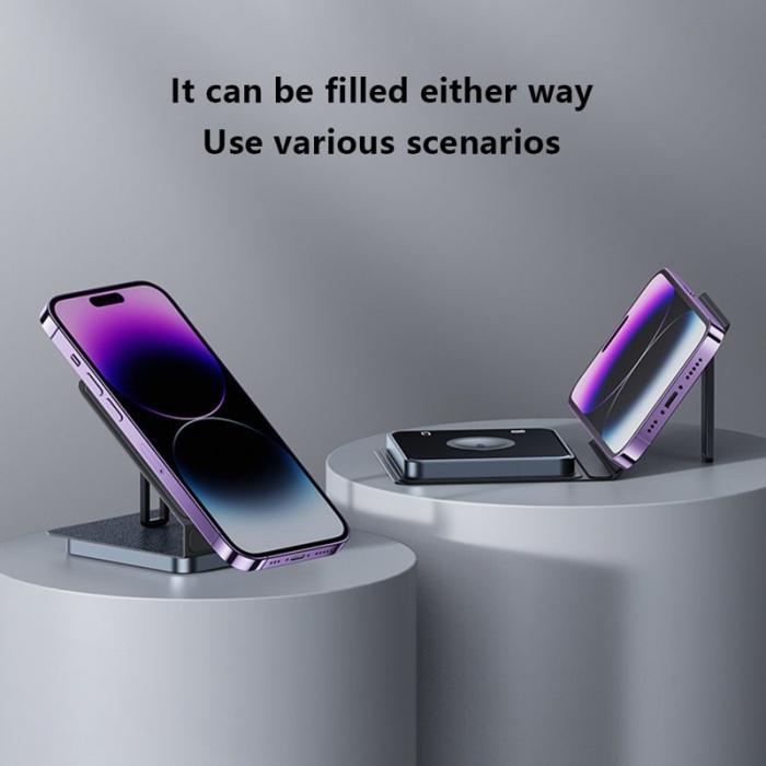 OEM - XH-X8C Magnetisk trådlös laddare 3-i-1 15W, härdat glas, utan stativ