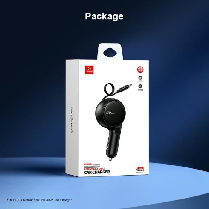 OEM - XUNDD XDCH-094 PD 30W Snabbladdare för bil med 30W Type-C kabel