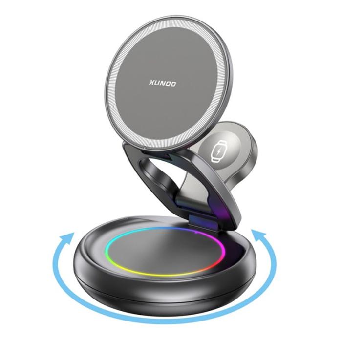 OEM - XUNDD XDCH-116 3-i-1 Magnetisk Trådlös Laddare för Mobil / Hörlurar / Klocka