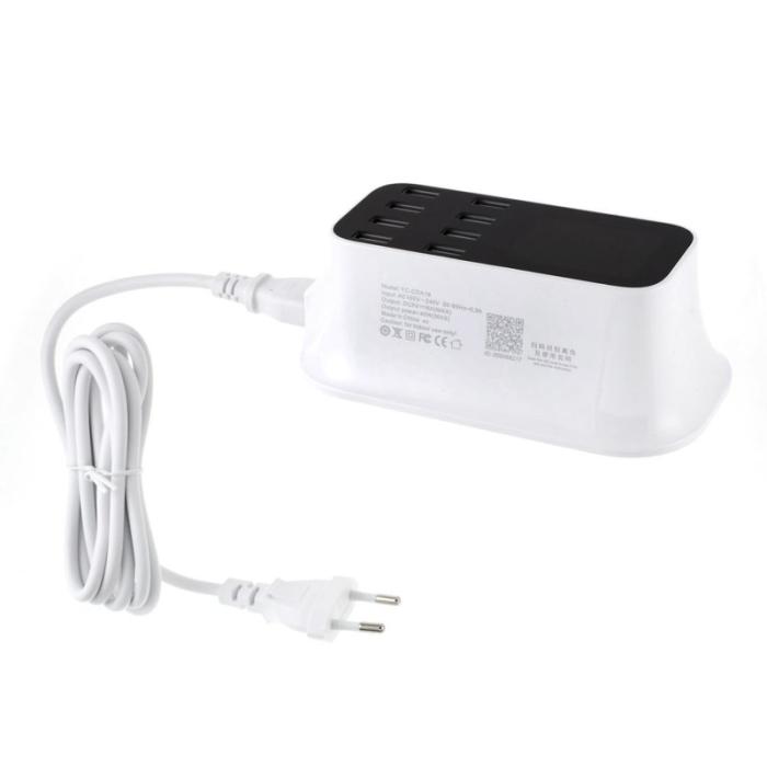 OEM - YC-CDA19 Dockningsstation 8-Port USB Laddare med LED-display - EU-kontakt
