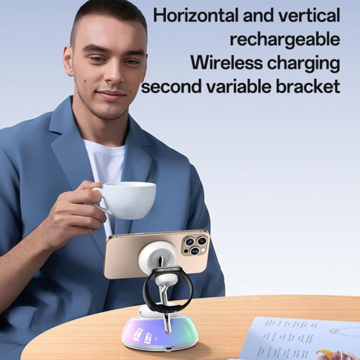 OEM - YESIDO DS31 3-i-1 Trådlös Laddningsstation för Telefon, Klocka, Hörlurar, Vit