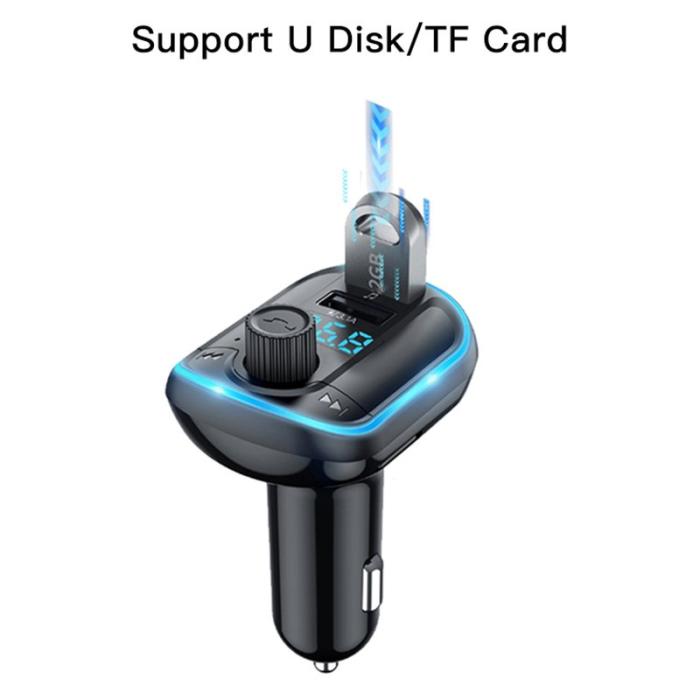 OEM - YESIDO Y44 Bluetooth FM-sändare för bil med 2 USB-portar och ljudadapter